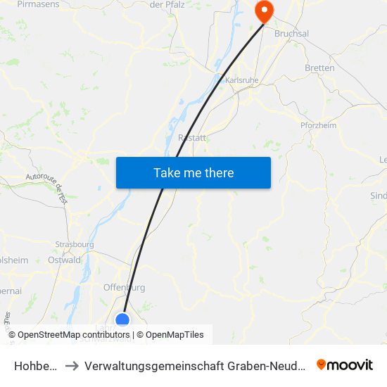 Hohberg to Verwaltungsgemeinschaft Graben-Neudorf map