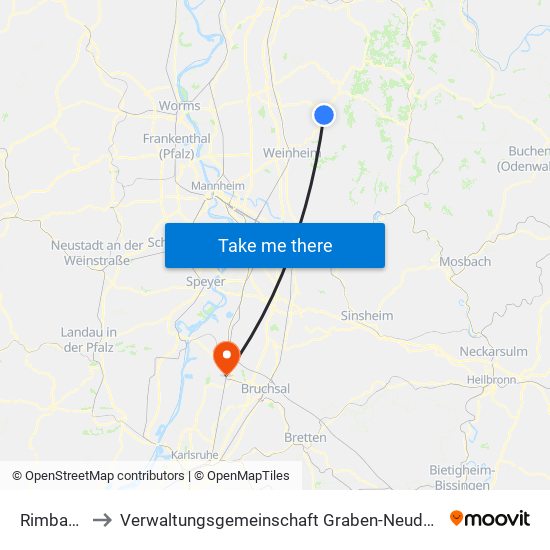 Rimbach to Verwaltungsgemeinschaft Graben-Neudorf map