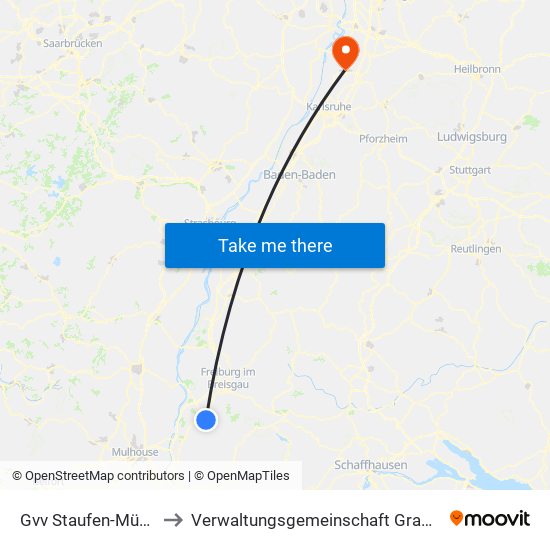 Gvv Staufen-Münstertal to Verwaltungsgemeinschaft Graben-Neudorf map