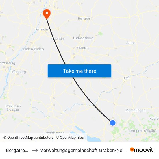 Bergatreute to Verwaltungsgemeinschaft Graben-Neudorf map