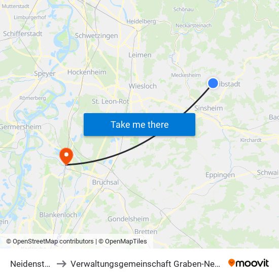 Neidenstein to Verwaltungsgemeinschaft Graben-Neudorf map