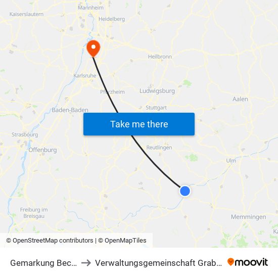 Gemarkung Bechingen to Verwaltungsgemeinschaft Graben-Neudorf map