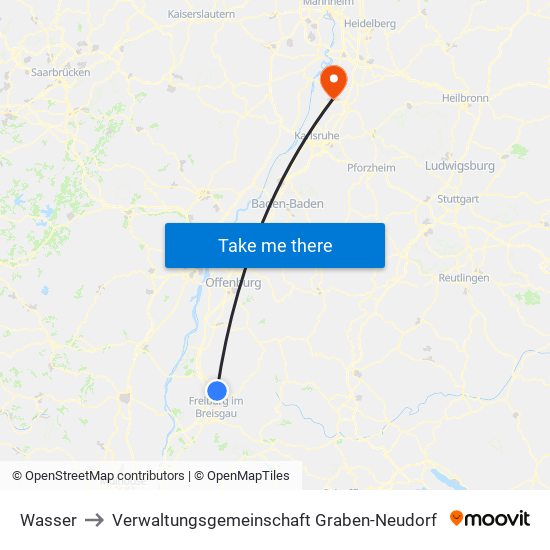 Wasser to Verwaltungsgemeinschaft Graben-Neudorf map