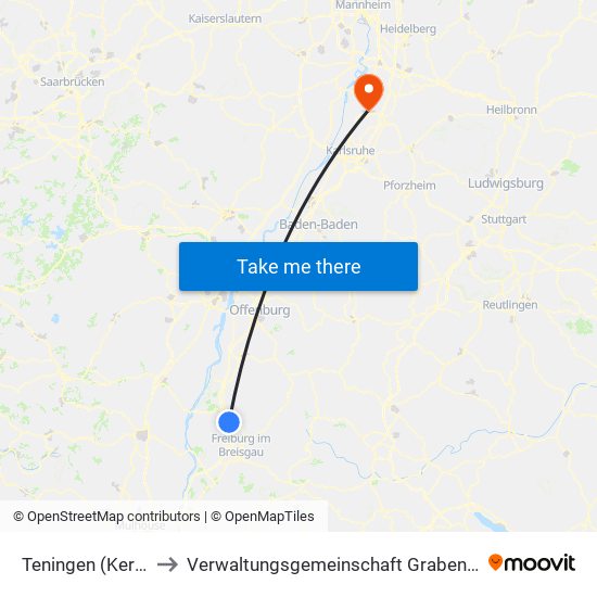 Teningen (Kernort) to Verwaltungsgemeinschaft Graben-Neudorf map