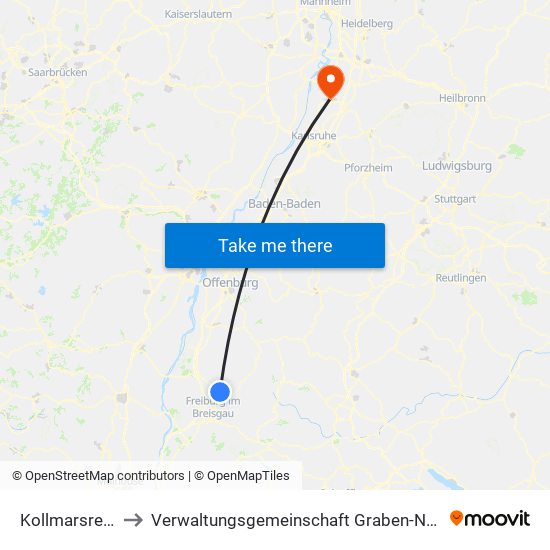 Kollmarsreute to Verwaltungsgemeinschaft Graben-Neudorf map