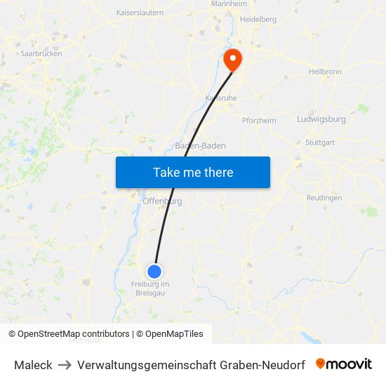 Maleck to Verwaltungsgemeinschaft Graben-Neudorf map