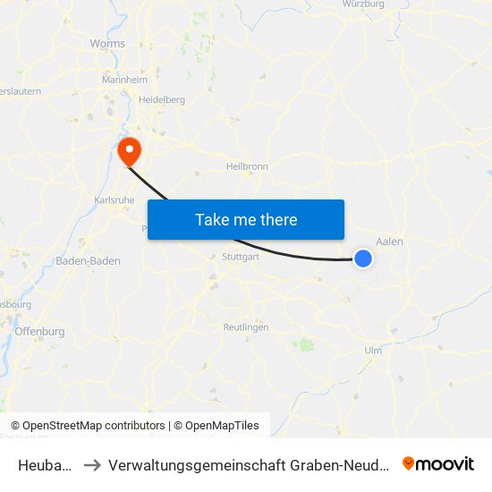Heubach to Verwaltungsgemeinschaft Graben-Neudorf map