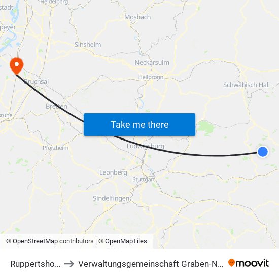 Ruppertshofen to Verwaltungsgemeinschaft Graben-Neudorf map