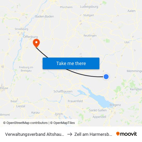 Verwaltungsverband Altshausen to Zell am Harmersbach map