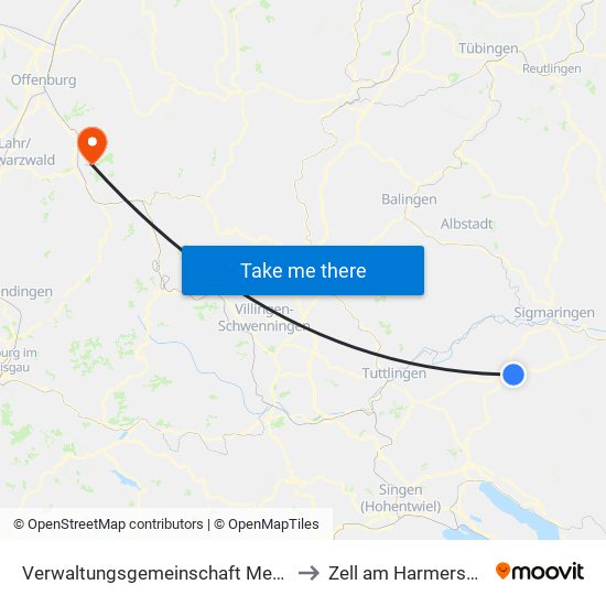 Verwaltungsgemeinschaft Meßkirch to Zell am Harmersbach map