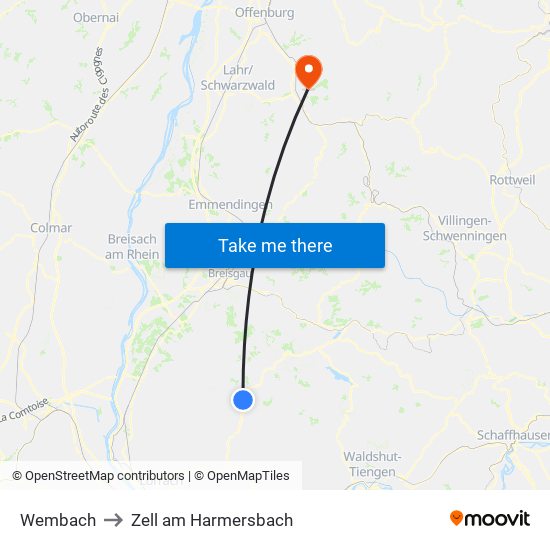 Wembach to Zell am Harmersbach map