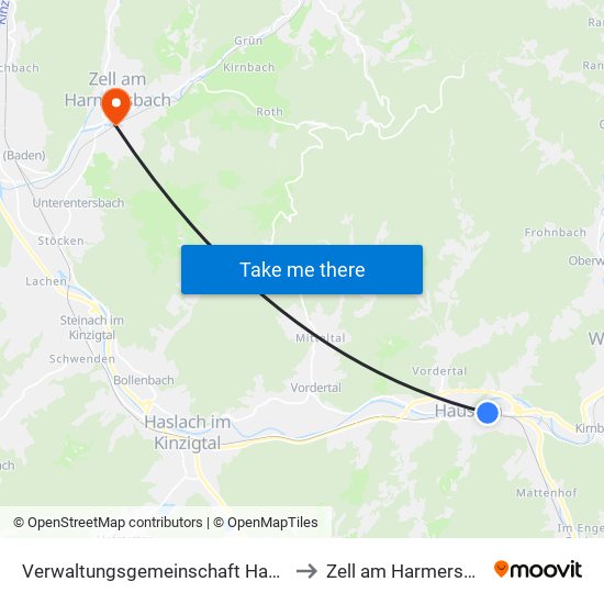 Verwaltungsgemeinschaft Hausach to Zell am Harmersbach map