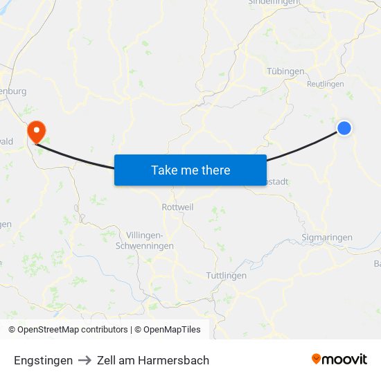 Engstingen to Zell am Harmersbach map