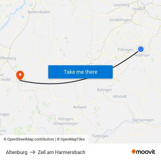 Altenburg to Zell am Harmersbach map