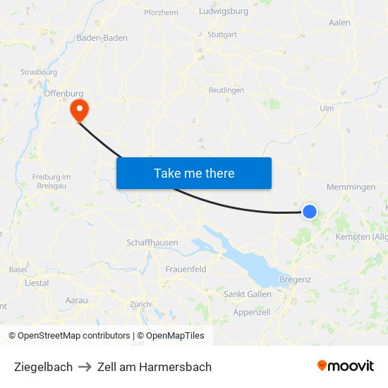 Ziegelbach to Zell am Harmersbach map
