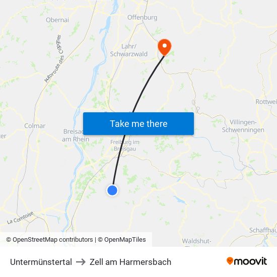Untermünstertal to Zell am Harmersbach map