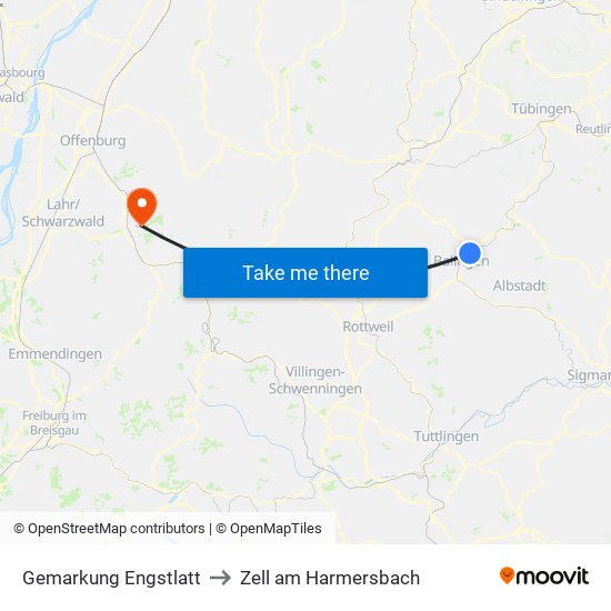 Gemarkung Engstlatt to Zell am Harmersbach map