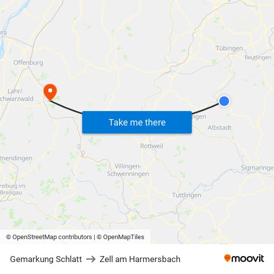 Gemarkung Schlatt to Zell am Harmersbach map