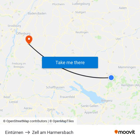 Eintürnen to Zell am Harmersbach map