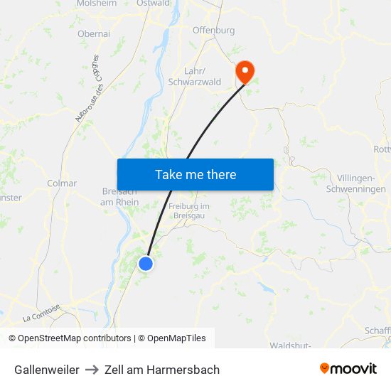 Gallenweiler to Zell am Harmersbach map