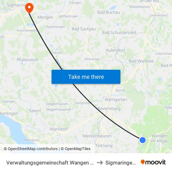 Verwaltungsgemeinschaft Wangen Im Allgäu to Sigmaringendorf map