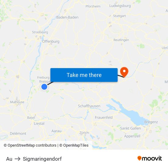 Au to Sigmaringendorf map