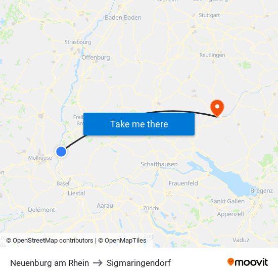 Neuenburg am Rhein to Sigmaringendorf map