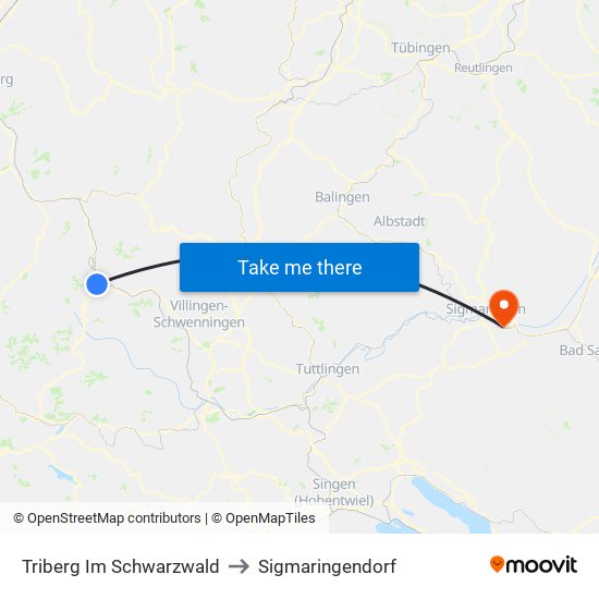 Triberg Im Schwarzwald to Sigmaringendorf map