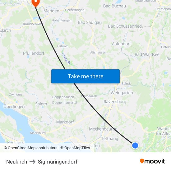 Neukirch to Sigmaringendorf map