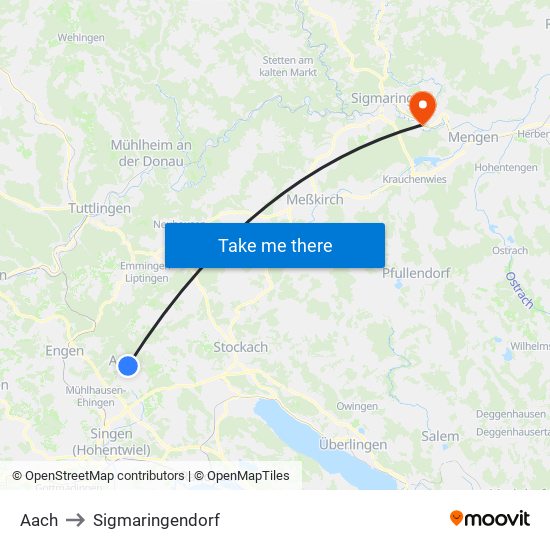 Aach to Sigmaringendorf map