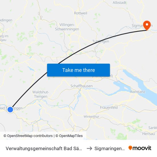 Verwaltungsgemeinschaft Bad Säckingen to Sigmaringendorf map