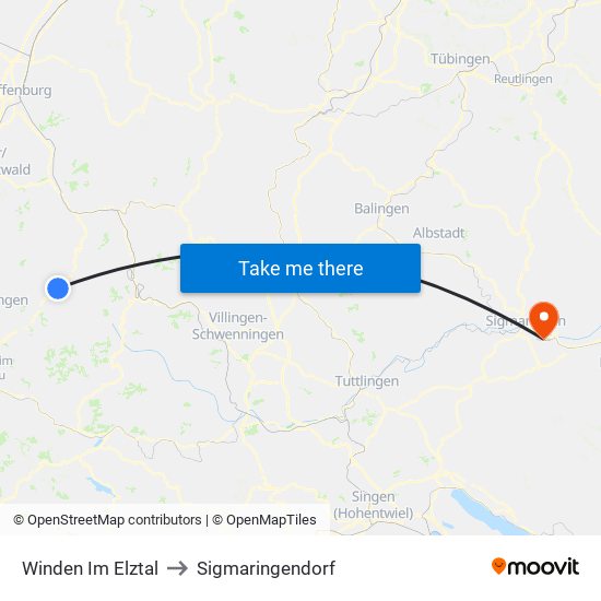Winden Im Elztal to Sigmaringendorf map