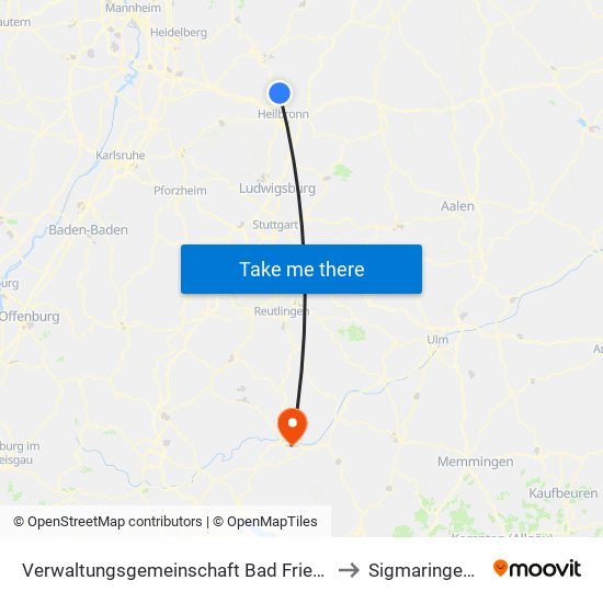 Verwaltungsgemeinschaft Bad Friedrichshall to Sigmaringendorf map