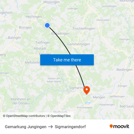 Gemarkung Jungingen to Sigmaringendorf map