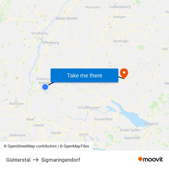 Günterstal to Sigmaringendorf map