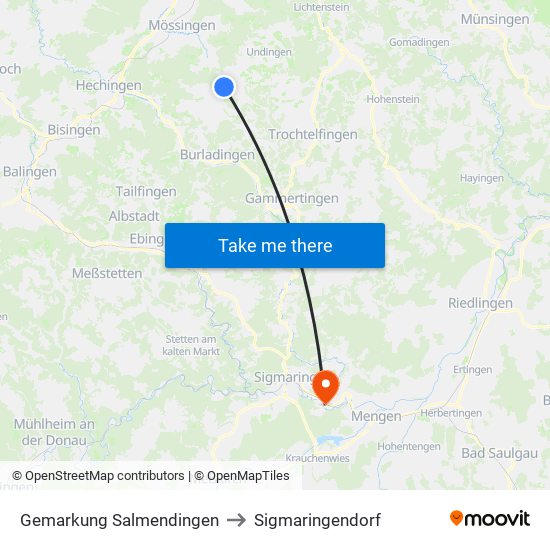 Gemarkung Salmendingen to Sigmaringendorf map
