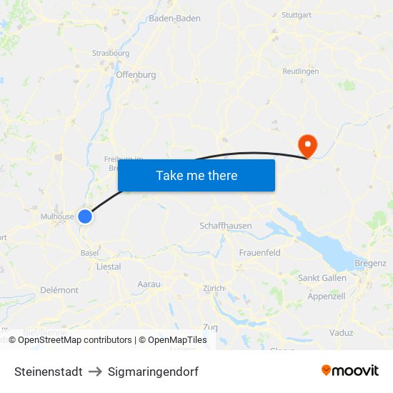 Steinenstadt to Sigmaringendorf map