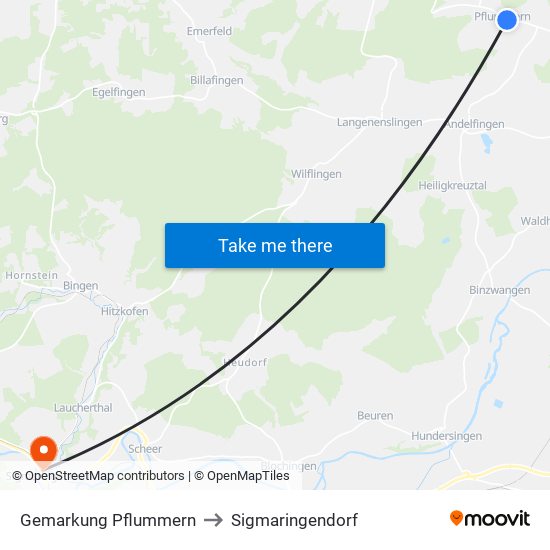 Gemarkung Pflummern to Sigmaringendorf map