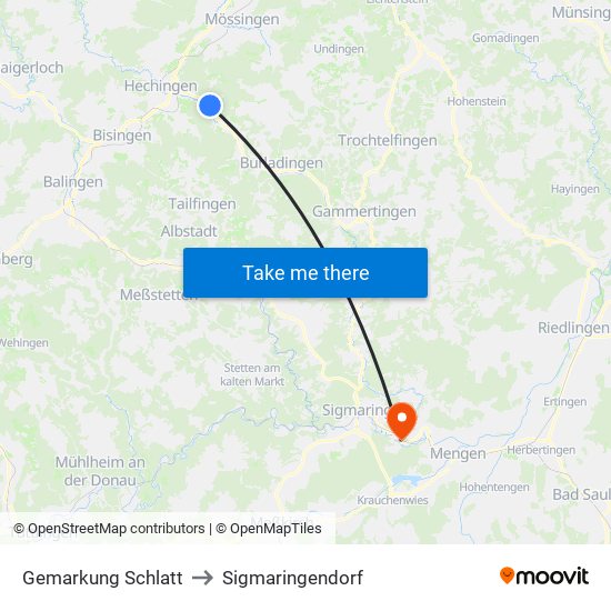 Gemarkung Schlatt to Sigmaringendorf map