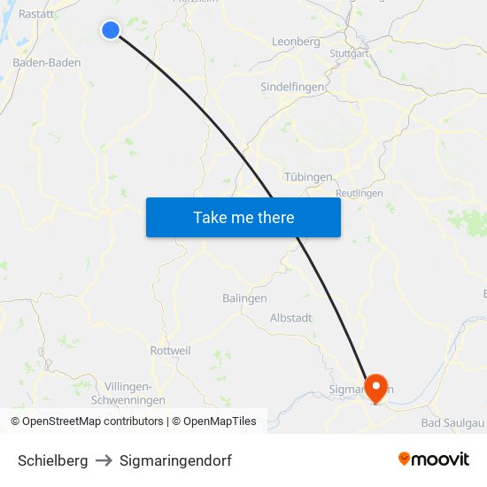 Schielberg to Sigmaringendorf map