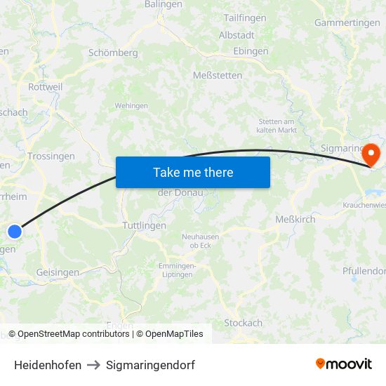 Heidenhofen to Sigmaringendorf map