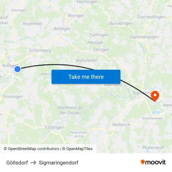 Göllsdorf to Sigmaringendorf map