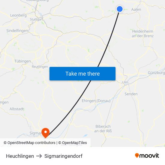 Heuchlingen to Sigmaringendorf map