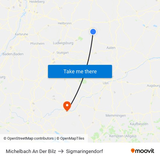Michelbach An Der Bilz to Sigmaringendorf map