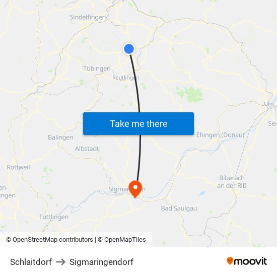 Schlaitdorf to Sigmaringendorf map