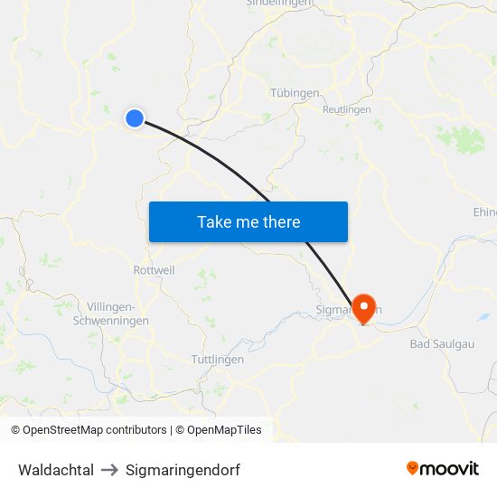 Waldachtal to Sigmaringendorf map