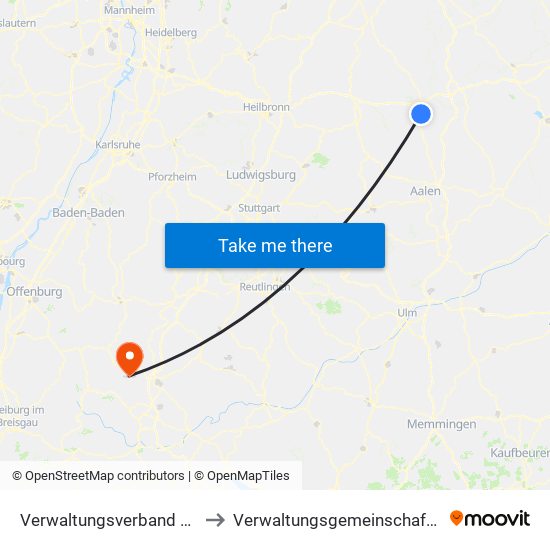 Verwaltungsverband Crailsheim to Verwaltungsgemeinschaft Dunningen map