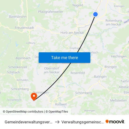 Gemeindeverwaltungsverband Oberes Gäu to Verwaltungsgemeinschaft Dunningen map