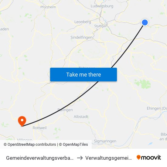 Gemeindeverwaltungsverband Plüderhausen-Urbach to Verwaltungsgemeinschaft Dunningen map