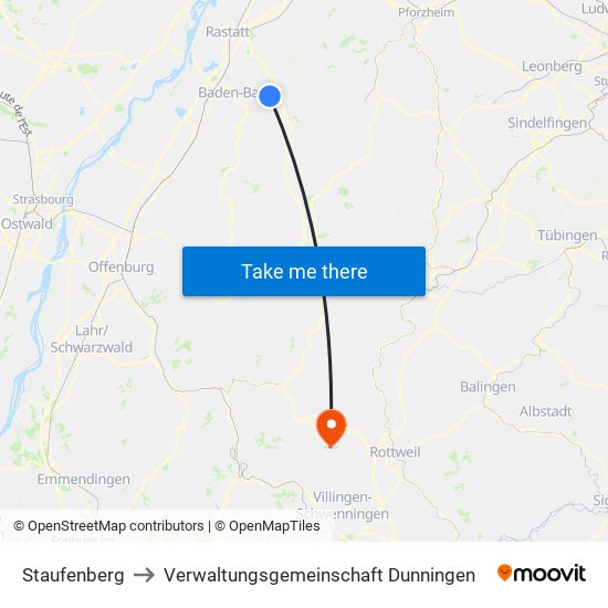 Staufenberg to Verwaltungsgemeinschaft Dunningen map